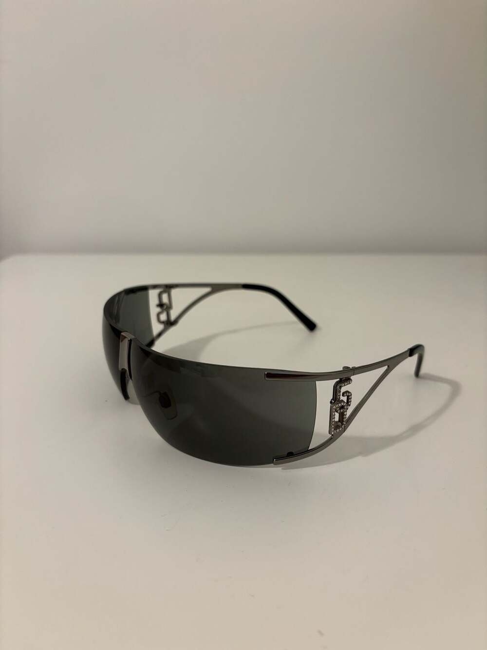 Dolce & Gabbana DG2002-B Vintage Y2K Rhinestone Shield Sunglasses